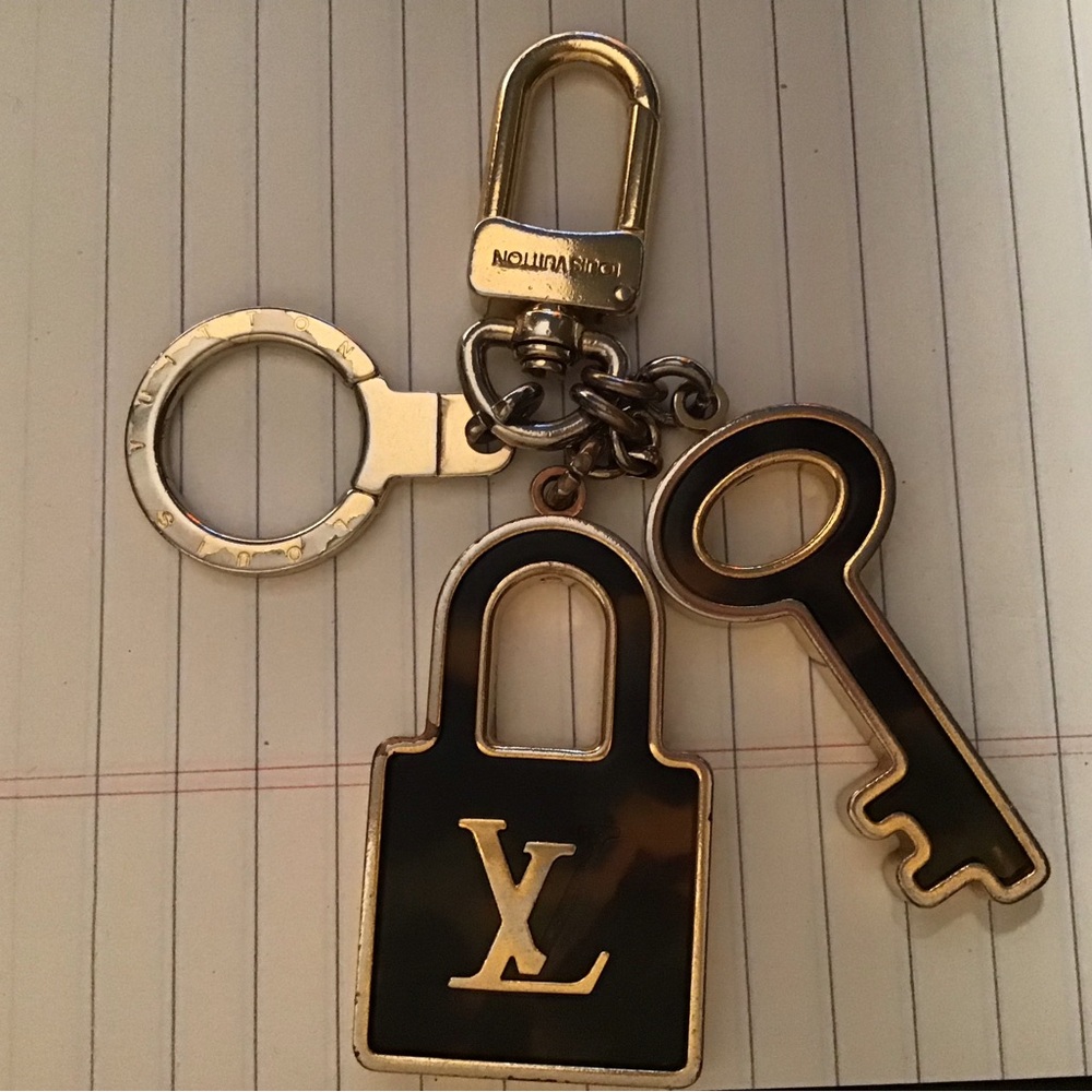 Louis Vuitton Black and Gold Lock Keychain
